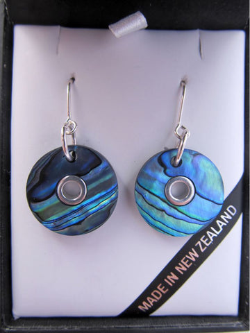 Paua Donut Earrings with Silver Insert