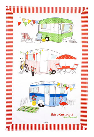 Retro Caravans Tea Towel