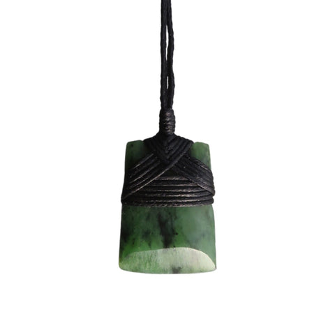 Small Pounamu Greenstone Pendant bound with black cord